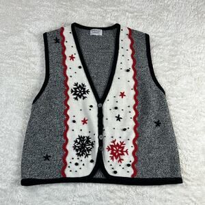 Vintage Napa Valley Petites snowflake sweater vest, size Large
